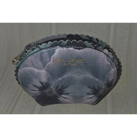 Henri Bendel Scalloped Edge Floral Coin Purse Zip Closure - Picture 1 of 7